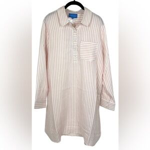 NWT Alice Walk Light Pink Striped Shirt Dress Cotton Gauze Button Front sz Med